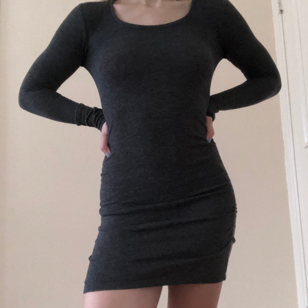 Gray Long-Sleeved Dress